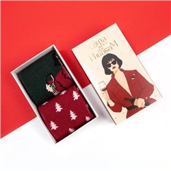 Набор новогодних женских носков KAFTAN «Дама» р. 36-39 (23-25 см), 2 пары