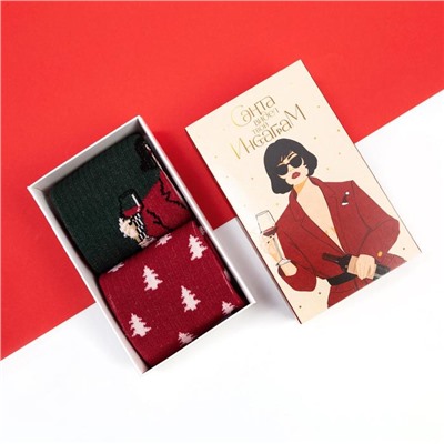 Набор новогодних женских носков KAFTAN «Дама» р. 36-39 (23-25 см), 2 пары