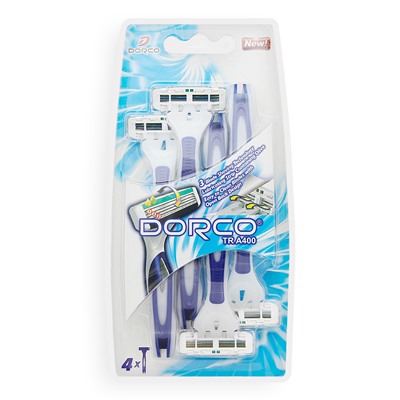 Станок для бритья одноразовый DORCO TRA-400 (4 шт.), TRA 400-4P (блистерная упаковка)