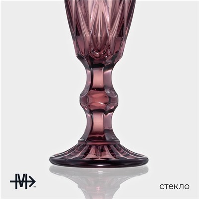 Бокалы для шампанского Magistro «Круиз», 160 мл, 7×20 см, стекло, набор 6 шт., розовые