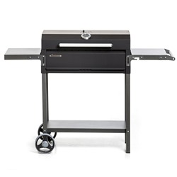 Мангал МАН 205, 128.5×52×90 см, 2 мм, колёса, боковые полки, крышка