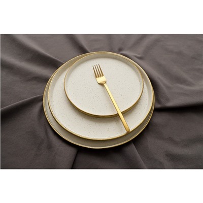 Блюдо фарфоровое сервировочное с бортиком Magistro Poursephona, d=20 см, бежевый