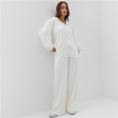 Костюм женский (толстовка, брюки) KAFTAN Plushy, размер 48-50, белый
