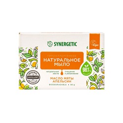 Натуральное туалетное мыло Synergetic "Масло мяты и апельсин", гипоаллергенное, 90 г