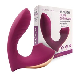 Сливовый L-образный вибромассажёр с вакуумной стимуляцией 3,5’’ Silicone Billow Suction Lover
