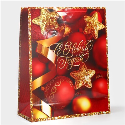 Пакет подарочный новогодний ламинированный XL «С Новым годом», 40×49×15 см