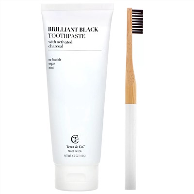 Terra & Co., Brilliant Black, набор из зубной пасты и зубной щетки, 1 шт.