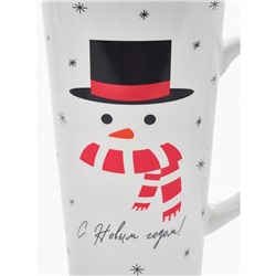 Кружка чайная новогодняя «С новым годом! Снеговик», 450 мл