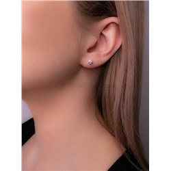 Серьги-пусеты из серебра с синт. муассанит и фианитами родированные 925 пробы С-3855рс1612800