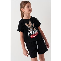 Комплект трикотажный для девочек: фуфайка (футболка), шорты PLAYTODAY, 1240079