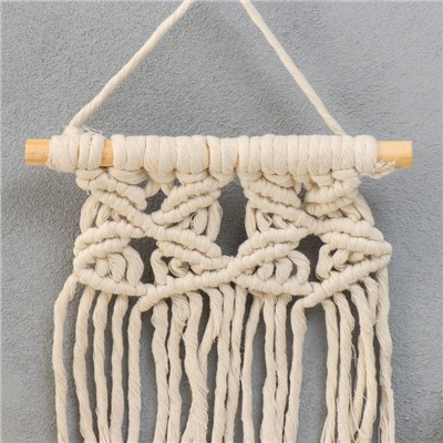Панно настенное в технике макраме «Анника», натуральный, 36×20 см