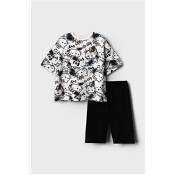 Комплект трикотажный для девочек: брюки (легинсы укороченные), фуфайка (футболка) PLAYTODAY, 1240139