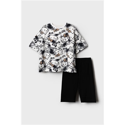 Комплект трикотажный для девочек: брюки (легинсы укороченные), фуфайка (футболка) PLAYTODAY, 1240139