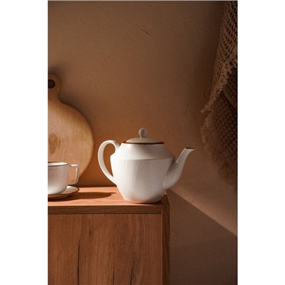 Заварочный чайник SL Home «Волна в камне», 1 л, 22×13×15.5 см, фарфор, белый