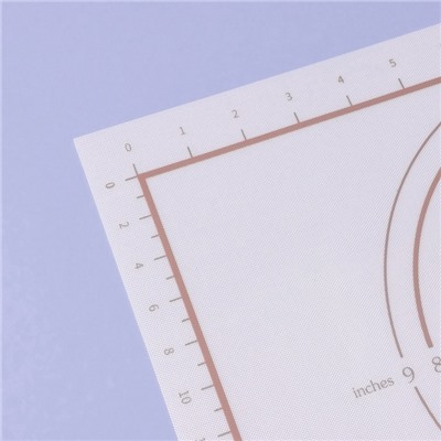 Коврик для выпечки и раскатки теста с разметкой, армированный, силикон, 42×29.5 см, белый