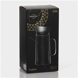 Кувшин для воды Magistro «Грация», 1.1 л, 10×24.5 см, с металлической крышкой, стекло, прозрачный