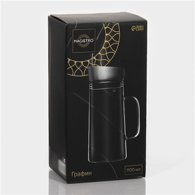 Кувшин для воды Magistro «Грация», 1.1 л, 10×24.5 см, с металлической крышкой, стекло, прозрачный