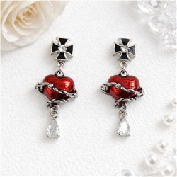 Серьги готические сердце необычные, арт.002.128