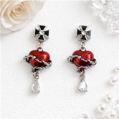 Серьги готические сердце необычные, арт.002.128