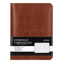 Ежедневник А6, 128л. недатир. "EVERYDAY CHRONICLES - CHOCO" кожзам (коричневый)