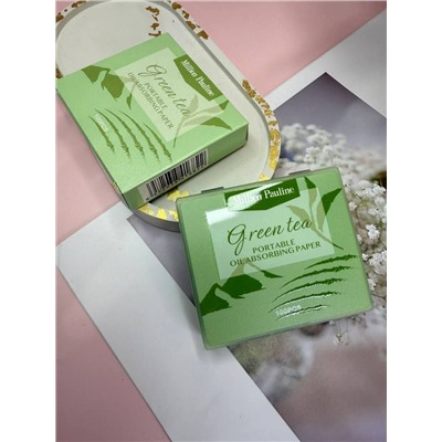 Матирующий салфетки против жирного блеска в футляре с зеркалом Зеленый чай, 100 шт.