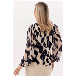 Блузка женская  7059/18/Синий, бежевый