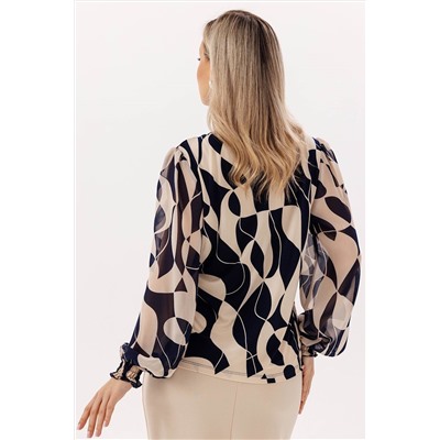 Блузка женская  7059/18/Синий, бежевый