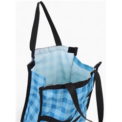 Сумка хозяйственная складная на липучке, 2 колеса, наружный карман, 32×13×52 см, голубая