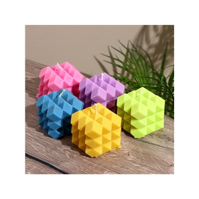 Свеча фигурная формовая «Ромбики», 6×6×6 см, соевый воск, МИКС