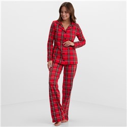 Пижама новогодняя женская (рубашка, брюки) KAFTAN «Клетка», размер 40-42