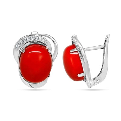 Серьги из серебра коралл, СПН4010