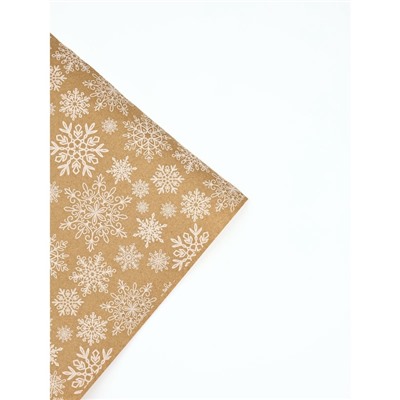 Бумага в тубусе крафтовая в рулоне «Снежинки», 0.68 × 7 м