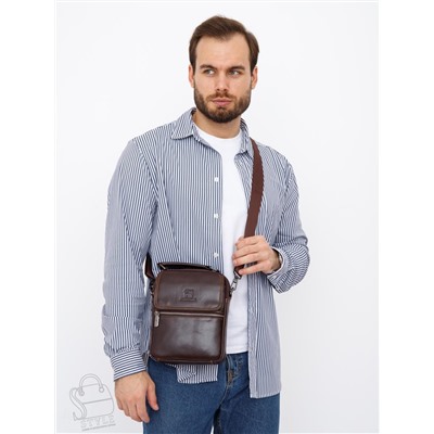 Сумка мужская кожаная 633M brown Fuzhiniao в Новосибирске