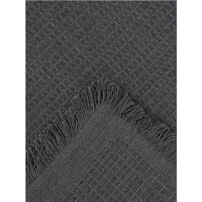 Плед с бахромой «Этель» Waffle, 130×180 см, тёмно-серый