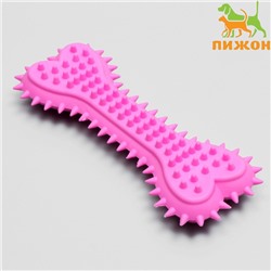 Игрушка жевательная литая «Кость с шипами», 15×6×2.5 см, розовая