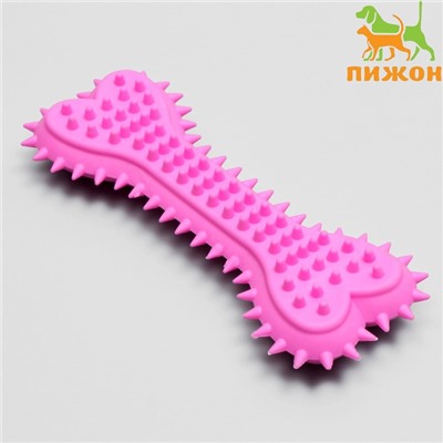 Игрушка жевательная литая «Кость с шипами», 15×6×2.5 см, розовая