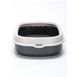 Лоток для кошек Фур-Мур 48×35.5 см с бортом + совок, Soft-touch. смоки