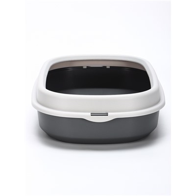 Лоток для кошек Фур-Мур 48×35.5 см с бортом + совок, Soft-touch. смоки