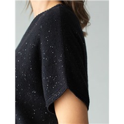 Джемпер с цельнокроенным коротким рукавом из хлопковой пряжи с пайетками