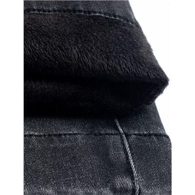 Джинсы-трубы из эластичного денима на флисе