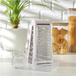 Тёрка с контейнером «Умелец», 13.5×9×21.5 см, ABS-пластик, нержавеющая сталь, цвет белый