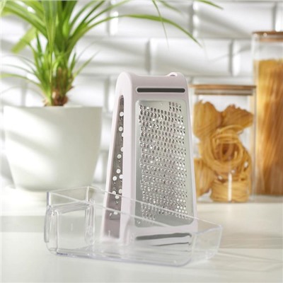 Тёрка с контейнером «Умелец», 13.5×9×21.5 см, ABS-пластик, нержавеющая сталь, цвет белый