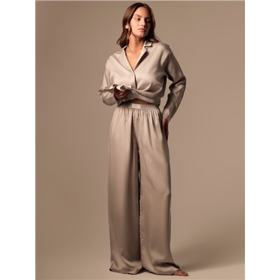 Пижама женская (рубашка, брюки) SL HOME Tensel Home, размер 48-50, серая