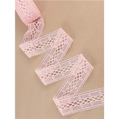 Кружево гипюровое, 40 мм, 11±1 м, нежно-розовое
