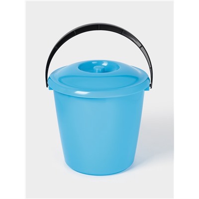 Ведро с крышкой, 10 л, d=32 см, h=26 см, пластик, МИКС