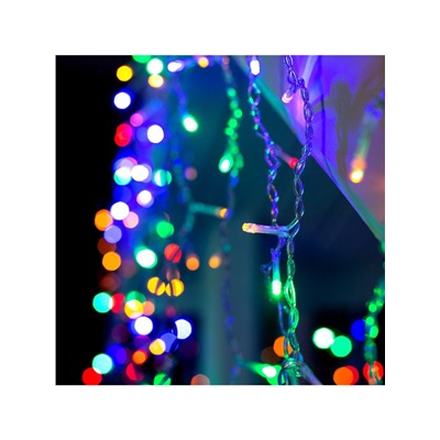 Гирлянда «Бахрома» 3×0.9 м, IP44, УМС, прозрачная нить, 232 LED, свечение мульти, 220 В