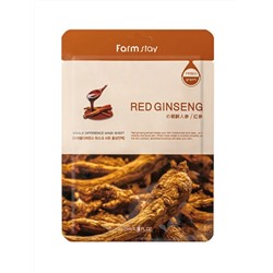 FARMSTAY - МАСКА ТКАНЕВАЯ ДЛЯ ЛИЦА С ЭКСТРАКТОМ КРАСНОГО ЖЕНЬШЕНЯ VISIBLE DIFFERENCE MASK SHEET RED GINSENG, 23 ML