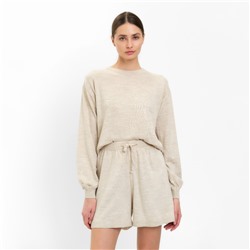 Костюм женский (джемпер, шорты) MINAKU: Casual Collection, бежевый, размер 50