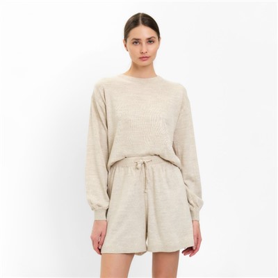 Костюм женский (джемпер, шорты) MINAKU: Casual Collection, бежевый, размер 50