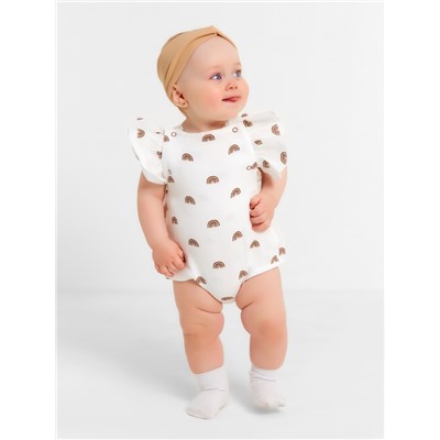 Комбинезон с рюшами Крошка Я Муслин, рост 62-68 см, молочный